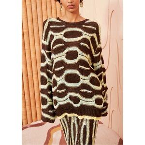 Ulla Johnson Long-Sleeve Crochet Knit Demi Pullover Top